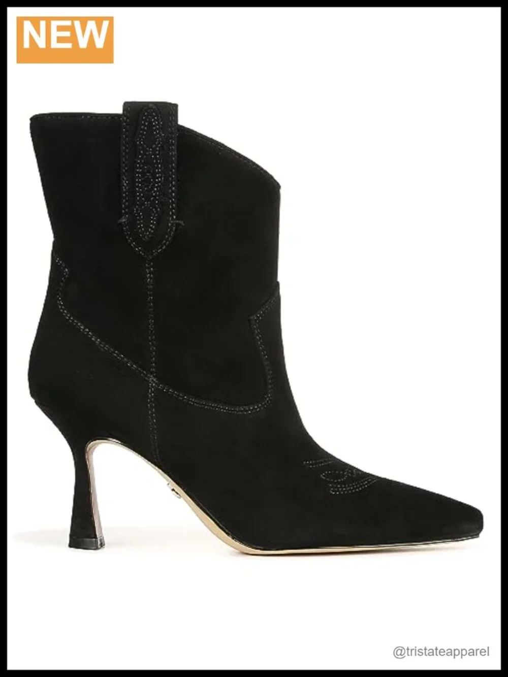 Sam Edelman Moe Ankle Bootie Pointed Toe Stiletto Heel Shearing Upper Leather